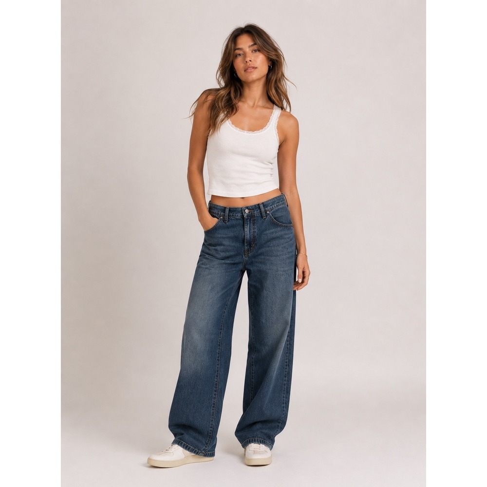 Pilcro Anthropologie Wide Leg High Rise Jeans Dark Wash Denim 28